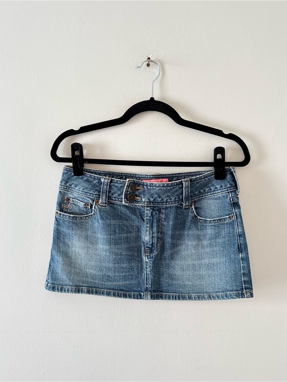 Hollister Y2K Low Rise Denim Mini Skirt Vintage Flap Pockets Jean Blue